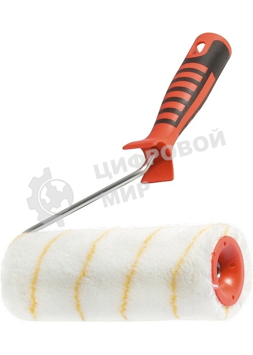 Валик в сборе Matrix полиакрил желтая полоса с двухком.руч., 180мм, ворс 12мм, D 48мм, Dруч.6 мм