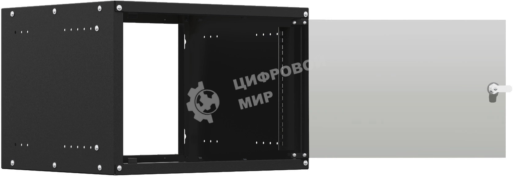 Шкаф коммутационный NTSS Lime (NTSS-WL6U5560GS-BL) настенный 6U 550x600 мм пер. дв. стекл несъемн. бок. пан. 30 кг черный 520 мм 12 кг 110 град. 500 мм IP20