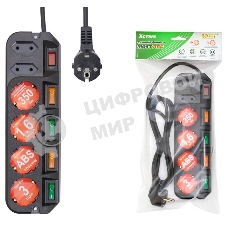 Сетевой фильтр Most ARG 3 м (6 розеток) черный (пакет ПЭ)