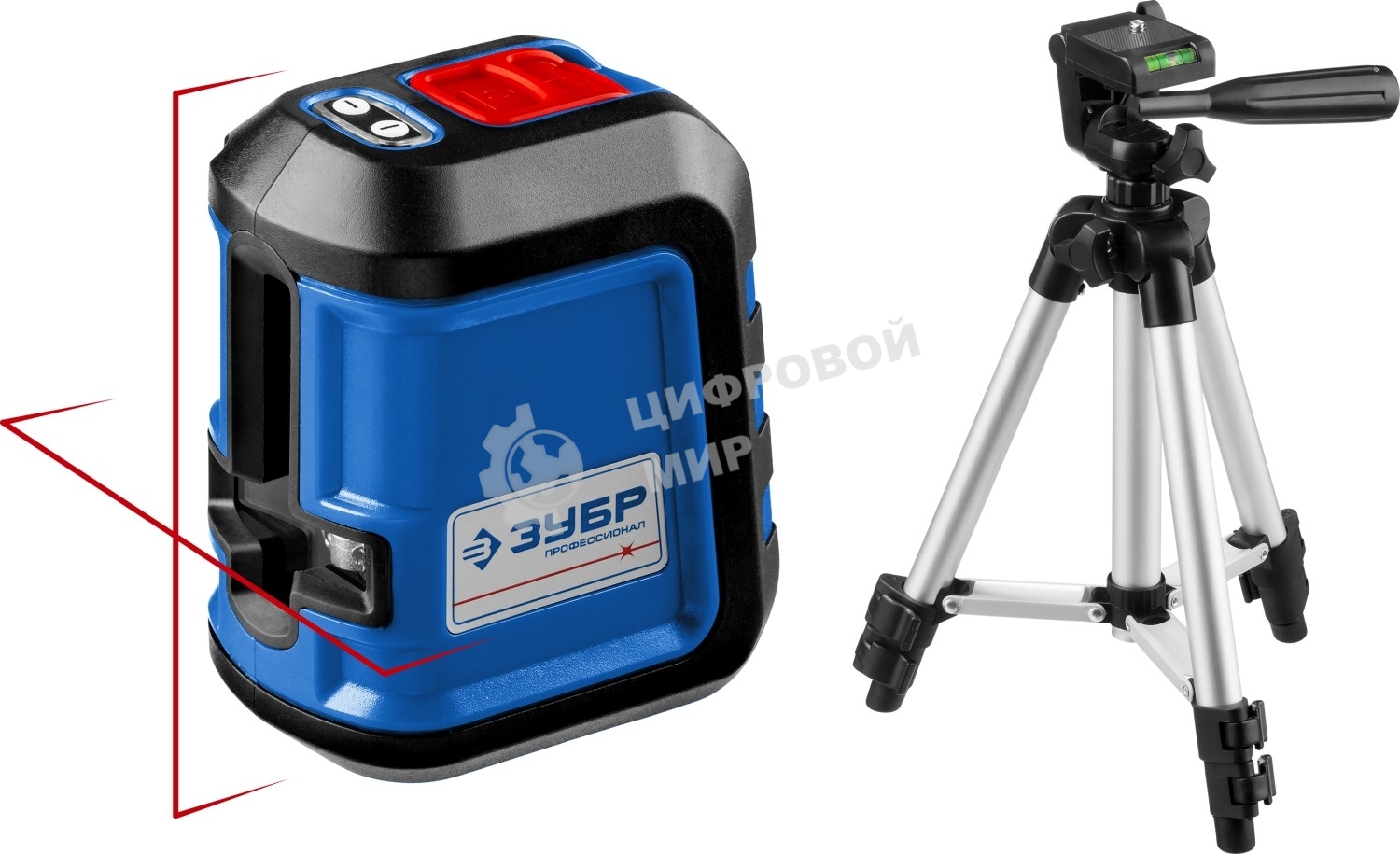 Нивелир лазерный ЗУБР КРЕСТ-15, суперкомпакт, 15м, точн. +/-0,3 мм/м, штатив, чехол