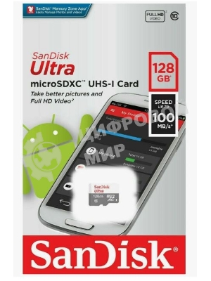Флеш карта microSD 128Gb SanDisk microSDXC Class 10 Ultra UHS-I 100Mb/s