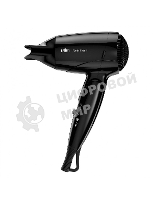 Фен Braun Satin Hair 1 Style&Go HD130 черный, 1200 Вт, компактный