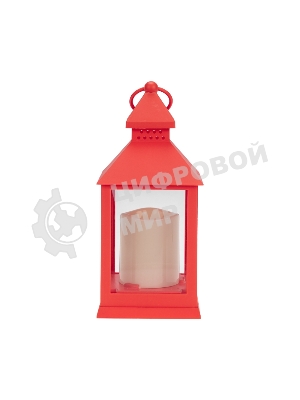 Декоративный фонарь Neon-night со свечкой, красный корпус, размер 10,5х10,5х24см, теплый белый