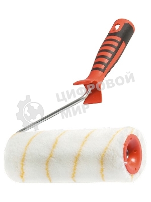 Валик в сборе Matrix полиакрил желтая полоса с двухком.руч., 250мм, ворс 12мм, D 48мм, Dруч.6 мм