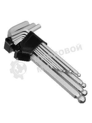 Набор ключей имбусовых Сибртех HEX, 2-12 мм, CrV, 9 шт., удлиненные, с шаром