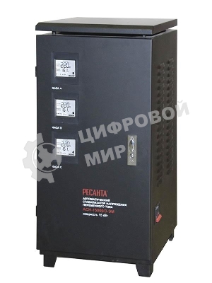 Стабилизатор напряжения Ресанта АСН-15000/3-ЭМ электромеханический трехфазный черный