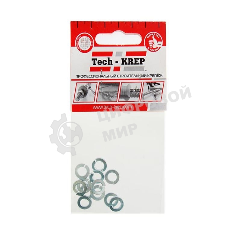 Шайба пружинная М6 цинк. DIN 127 (уп.12шт) пакет Tech-Krep 103048