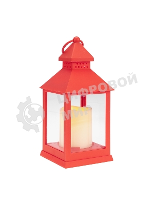Декоративный фонарь Neon-night со свечкой, красный корпус, размер 10,5х10,5х24см, теплый белый