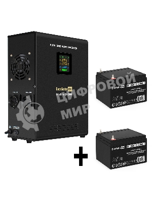 Комплект Источник бесперебойного питания EX296001RUS + батарея 26Aч EX282970RUS 2шт (инвертор, синус, для котла, настенный) ExeGate FineSine SX-2000.LCD.AVR.2SH <2000VA/1400W, чистая синусоида, цветной LCD-дисплей, AVR, 2*Schuko, линейно-интерактивный, крепление настенное/универсальное, черный> + батарея ExeGate DT 1226 (12В, 26А·ч) 2шт