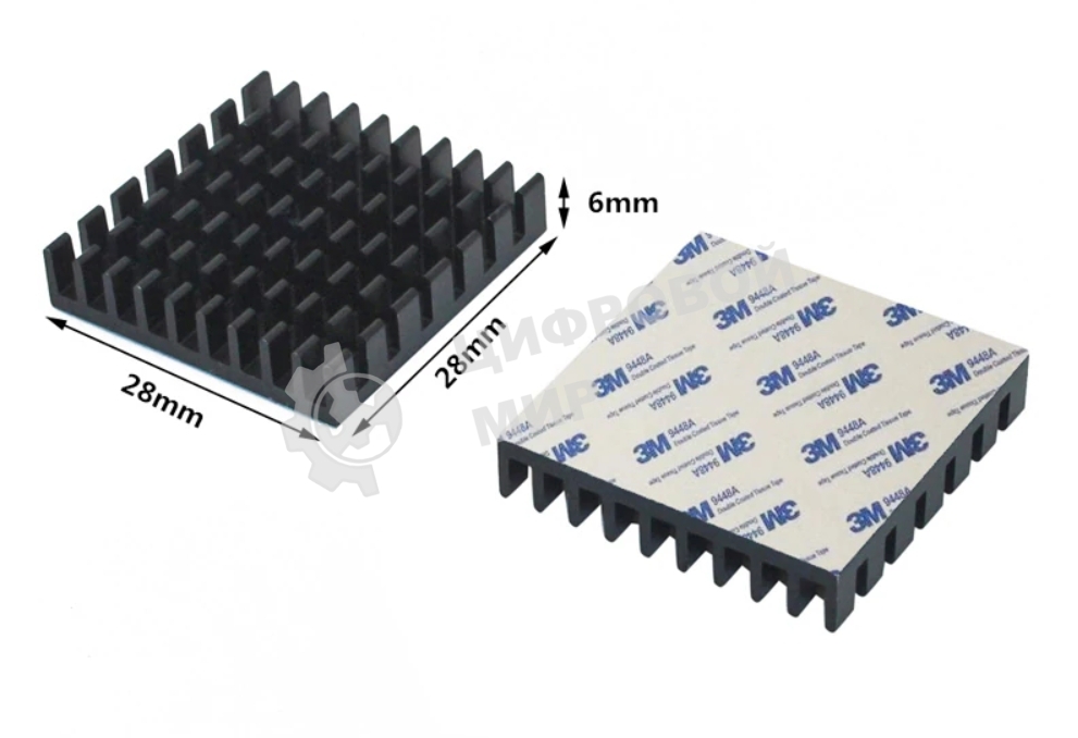 Аллюминиевый радиатор 3M 9448A 28х28х6 мм с термоскотчем