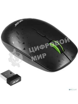 Мышь беспроводная Acer OMR307 черный, 1600 dpi, радиоканал, USB, кнопки - 4