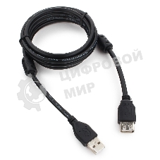 Кабель Cablexpert USB2.0 Pro CCF2-USB2-AMAF-6, AM/AF, 1.8м, экран, 2феррит.кольца, черный, пакет
