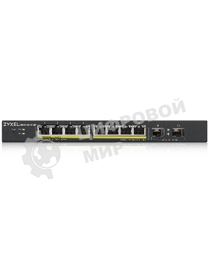 Коммутатор Smart L2 PoE+ Zyxel GS1900-10HP, 8xGE PoE+, 2xSFP, настольный, бесшумный, бюджет PoE 77 Вт