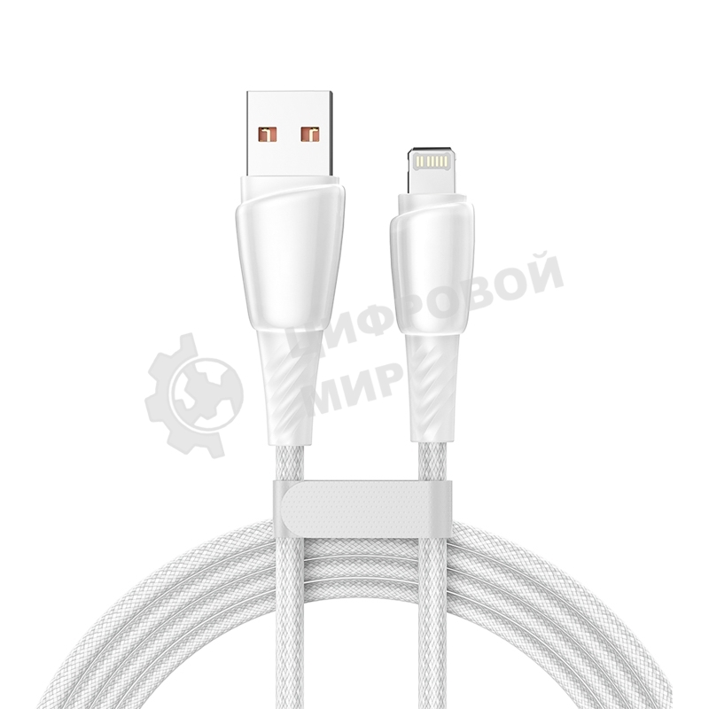 Кабель Rexant USB-A - Lightning для Apple, 2,4А, 1м, в белой нейлоновой оплетке