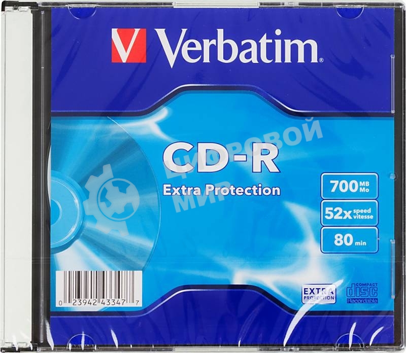 Диск CD-R Verbatim 700Mb 52x Slim case (200шт) (43347)