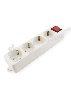 Сетевой фильтр Гарнизон ELB-G4-W-5, 4 евророзетки с выключателем и заземлением, допустимый ток 16А, длина 5 м.