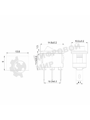 Выключатель клавишный Rexant 250V 3А (3с) ON-ON красный Micro