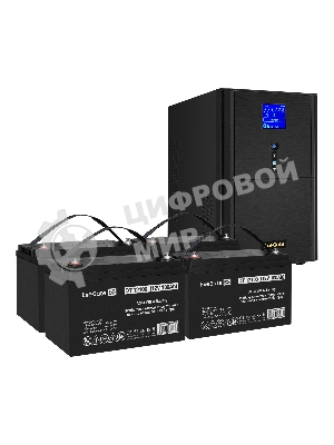 Комплект источника бесперебойного питания Exegate EX295990RUS + батарея 100Aч EX282985RUS 4шт (инвертор, синус, для котла) ExeGate SineTower SZ-3000.LCD.AVR.3SH.1C13.RJ.USB <3000VA/2400W, чистый синусоида, LCD дисплей, AVR, 3*Schuko+1*C13, RJ45/11, USB, линейно-интерактивный, черный> + батарея ExeGate DT 12100 (12В, 100Ач) 4шт