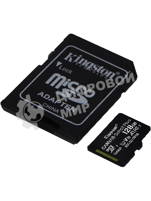 Флеш карта microSDHC 128Gb microSDXC Kingston SDCS2/128Gb Class10 UHS-I Canvas Select up to 100Mb/s с адапт.
