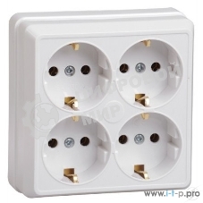 Розетка IEK ERO41-K01-16-DC РС24-3-ОБ 4местн. с з/к 16А откр.уст. ОКТАВА (белый)