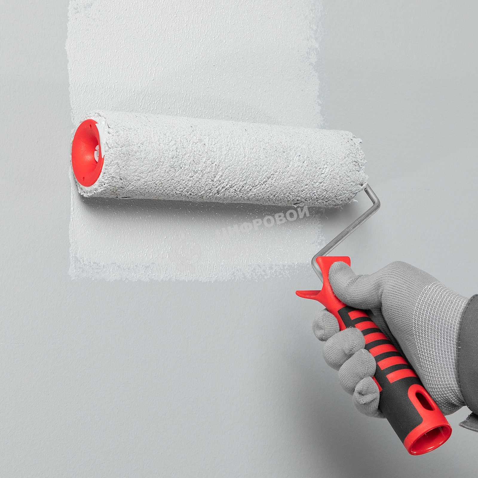 Валик в сборе Matrix полиакрил желтая полоса с двухком.руч., 250мм, ворс 12мм, D 48мм, Dруч.6 мм