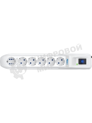 Сетевой фильтр Pilot L GP 6 розеток (5 евро + 1GP) 5 м/Surge protector Pilot L GP 6 sockets (5 Euro + 1GP) 5 m белый
