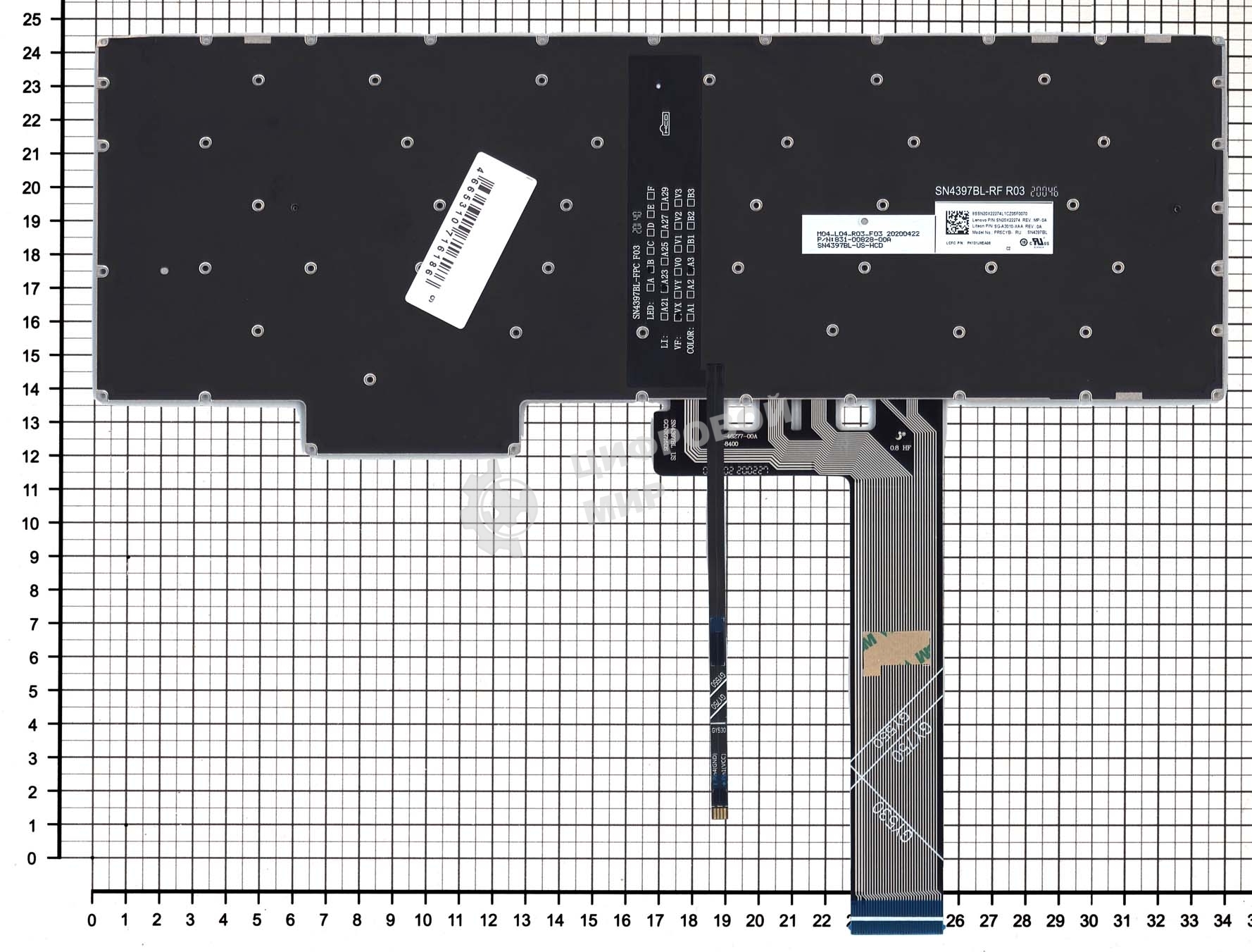 Клавиатура для ноутбука Lenovo IdeaPad Gaming 3-15ARH05 черная синяя подсветка