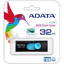 Флешка USB ADATA UV220 (AUV220-32G-RBKBL), 32Gb, USB 2.0, R/W 15/5, черный/голубой