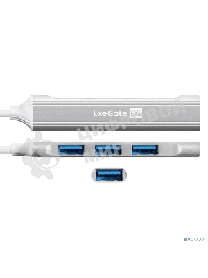 USB-концентратор 4-в-1 ExeGate DUB-3213C (кабель-адаптер USB3.0 Type-C --> 3xUSB2.0, 1xUSB3.0, Plug&Play, серебристый)