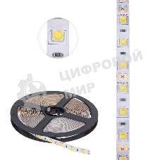 Лента светодиодная 5 м 12 В 5050 4000 К IP23 60 LED/м для БП с клеммами LAMPER