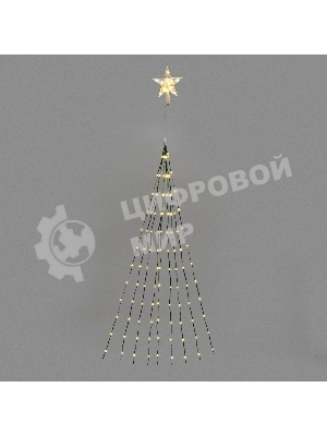 Гирлянда светодиодная Neon-night из росы с макушкой на елку 9 нитей х 2м, 200 LED, эффект водопада, теплый белый, 230В N