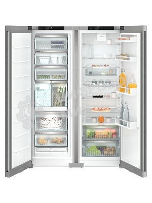 Холодильник Liebherr Комбинация XRFsf 5240-22 001(SFNsfd 5247-22 001+ SRsfd 5220-22 001) серебристый двухкамерный 412/262л морозилка сбоку, Side by Side