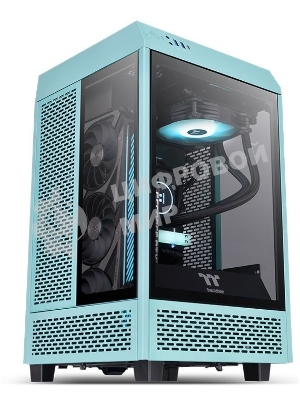 Компьютерный корпус Thermaltake The Tower 100 Turquoise черный без БП miniITX 1x120мм 3x140мм 2xUSB 3.0 audio bott PSU