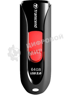 Флешка USB Transcend JetFlash 590 (TS64GJF590K), 64Gb, USB 2.0, R/W 25/15, черный/красный