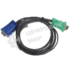 Кабель KVM ATEN 2L-5201U USB(тип А Male)+HDB15(Male) <-> SPHD15(Male) 1,2м., черный.