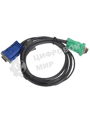Кабель KVM ATEN 2L-5201U USB(тип А Male)+HDB15(Male) <-> SPHD15(Male) 1,2м., черный.