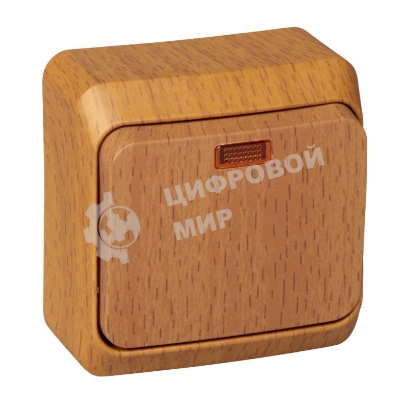 Выключатель 1-кл. ОП Этюд Дача 10А IP20 с индик. бук SchE BA10-005T