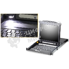 Переключатель-KVM 8-портовый IP с ЖК-дисплеем Slideaway/ATEN SINGLE RAIL 8P PS/2-USB LCDKVMP 17INCH WIH IP