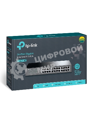 Коммутатор TP-Link SMB TL-SG1024DE 24-Port Gigabit Easy Smart Switch, 24 10/100/100Mbps RJ45 ports, MTU/Port/Tag-based VLAN, QoS, IGMP Snooping