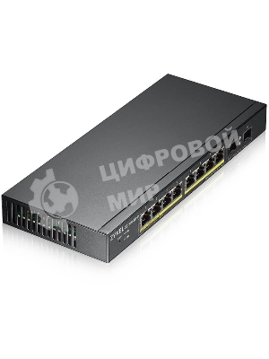 Коммутатор Smart L2 PoE+ Zyxel GS1900-10HP, 8xGE PoE+, 2xSFP, настольный, бесшумный, бюджет PoE 77 Вт
