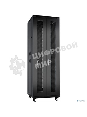 Шкаф серверный напольный Cabeus, IP20, 42U, 2055х600х1200 мм (ВхШхГ), дверь: перфорация, боковая панель: сплошная, разборный, черный