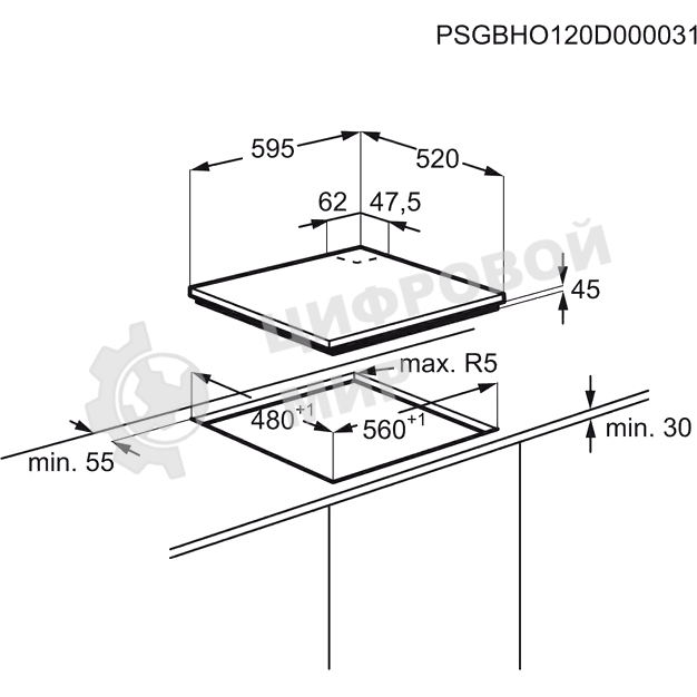 Газовая варочная панель Electrolux KGG6456K черный