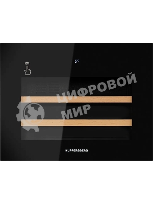 Винный шкаф Kuppersberg RBW 46, встраиваемый, High-Tech, объем 62 л, вместимость 28 бутылок, диапазон температуры 5-20 градусов, сенсорное открытие двери, 2 полки из бука, LCD дисплей, уровень шума 40 дБ, черный