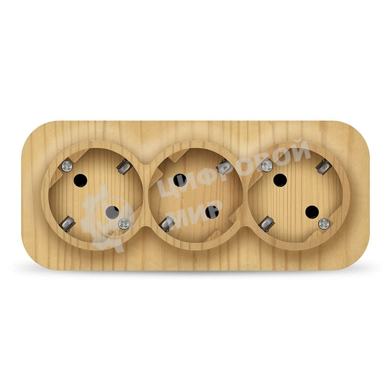 Розетка 3-м ОП 16А IP20 с заземл. сосна IONICH 1440