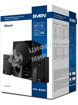 Акустическая система 2.1 SVEN MS-2080/70 Watt/~220V 50Hz/FM-тюнер, USB/SD, дисплей/BLUETOOTH/ПДУ/Black