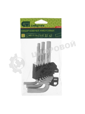 Набор ключей имбусовых Сибртех HEX, 1,5-10 мм, CrV, 9 шт.