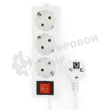 Сетевой фильтр Гарнизон ELB-G3-W-3, 3 евророзетки с выключателем и заземлением, допустимый ток 16А, длина 3м.