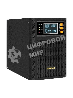 Источник бесперебойного питания On-line ExeGate PowerExpert TL-1000.LCD.AVR.2SH.USB.RS232.SNMP 1000VA/1000W, On-Line, PF=1, LCD, 2*Schuko, RS232, USB, SNMP-slot, встроенные батареи 12V 7.2Ah - 2шт, Tower, металлический корпус, черный