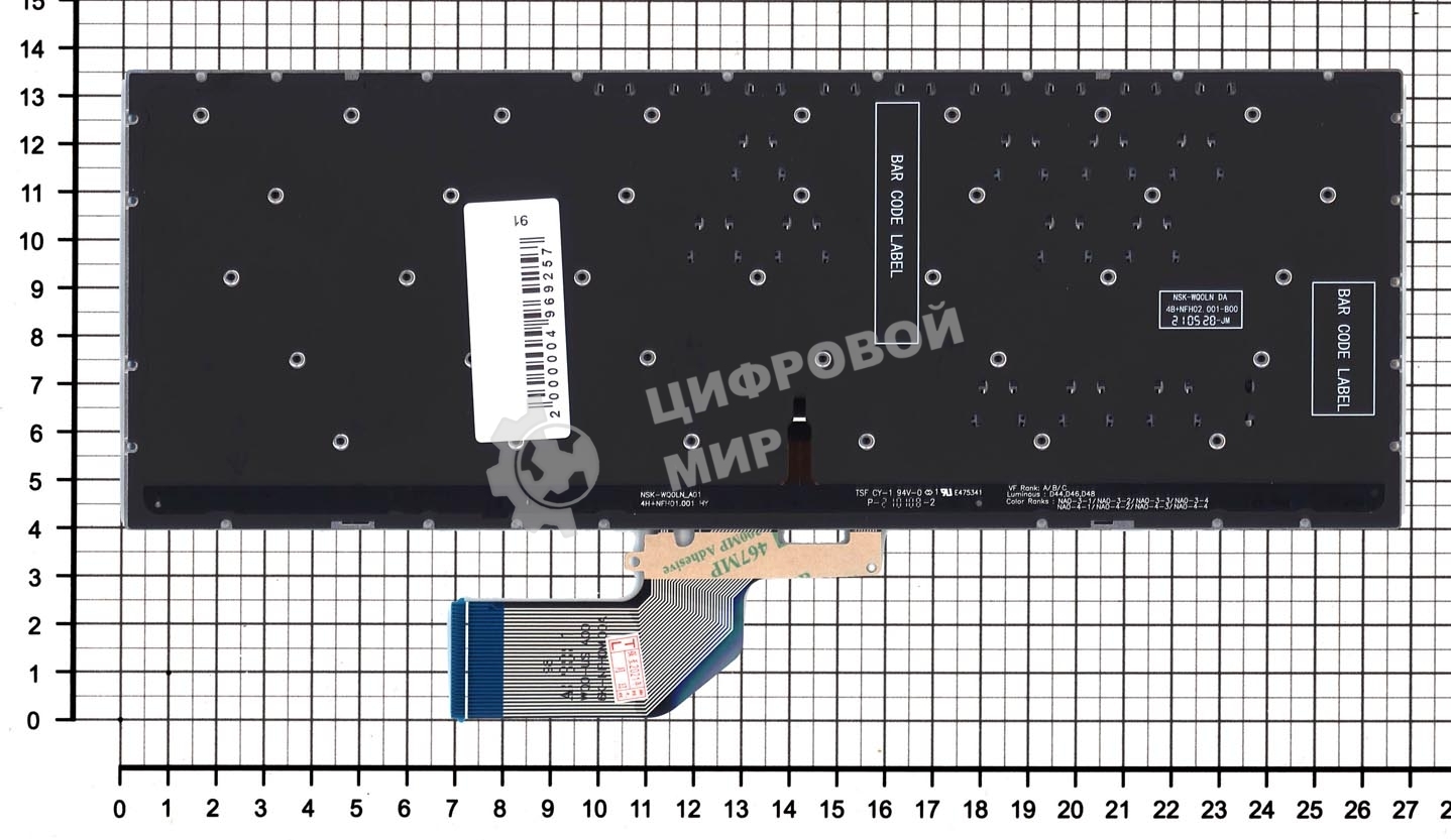 Клавиатура для ноутбука Asus S13 S330FA серебристая с подсветкой