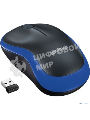 Мышь беспроводная Logitech M185 синий, 1000 dpi, радиоканал, USB, кнопки - 3